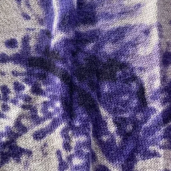 Chicos purple cream print size one long sleeve open front sweater - Picture 6 of 14